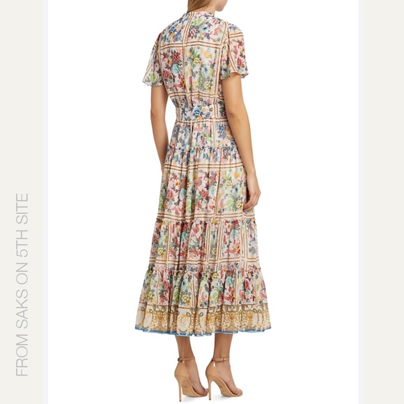 Elie Tahari Aimee Summer Palace Tiered Floral-Print Midi/Maxi Dress SIZE 14 - Picture 14 of 16